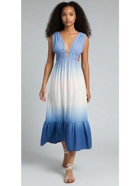Raviya Women's Sleeveless Ombre Maxi Dress Cover-Up,  Blue Ombre, Sz. L
